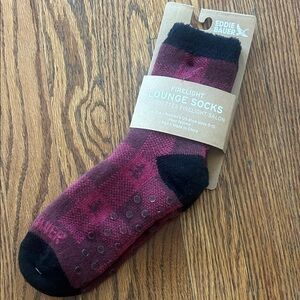 Eddie Bauer Firelight Lounge Socks - Burgundy and Black